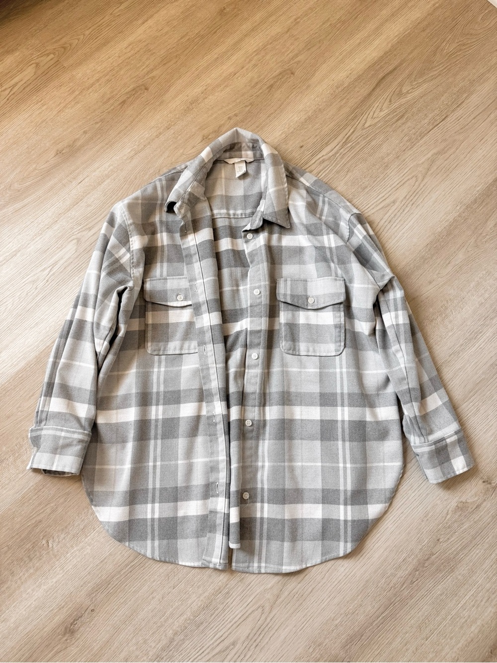 H&M Oversized Grey Plaid Shacket